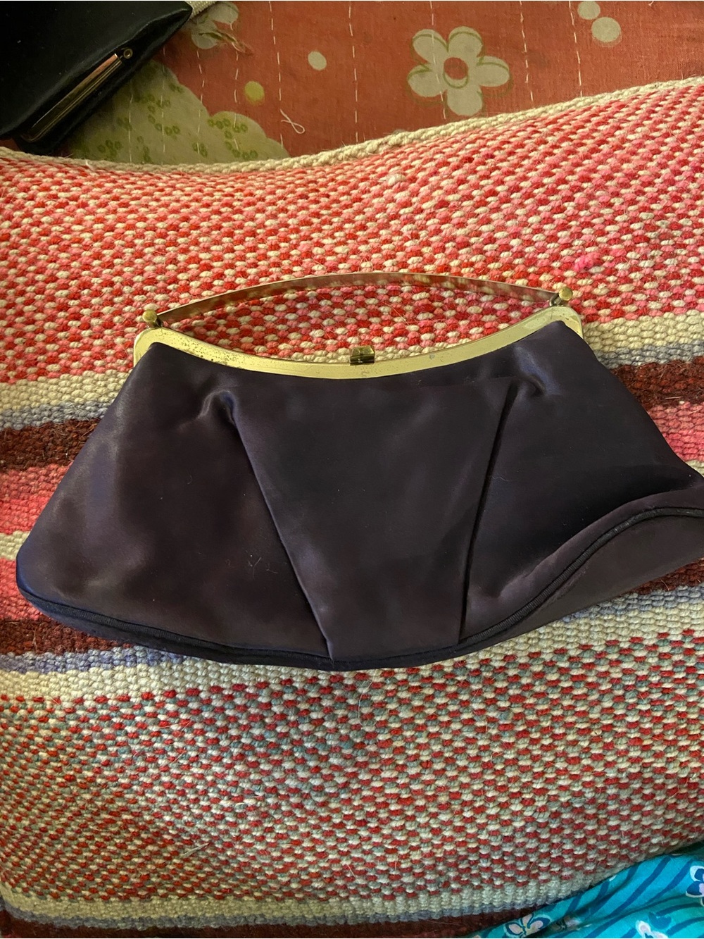 Majestic Navy Clutch with Gold Folding Handle
